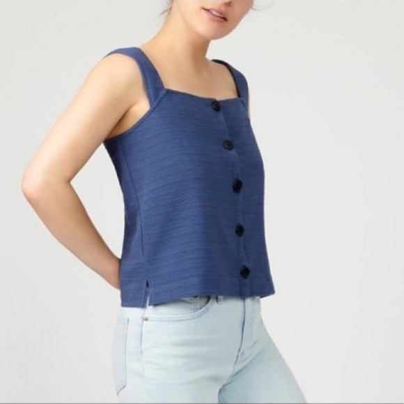 J Crew Thick Blue Button Down Tank size medium - Picture 1 of 7